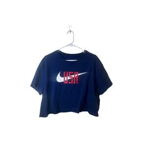 Nike Team USA Blue Cropped Short Sleeve T-Shirt Red Sz XL Nice!!